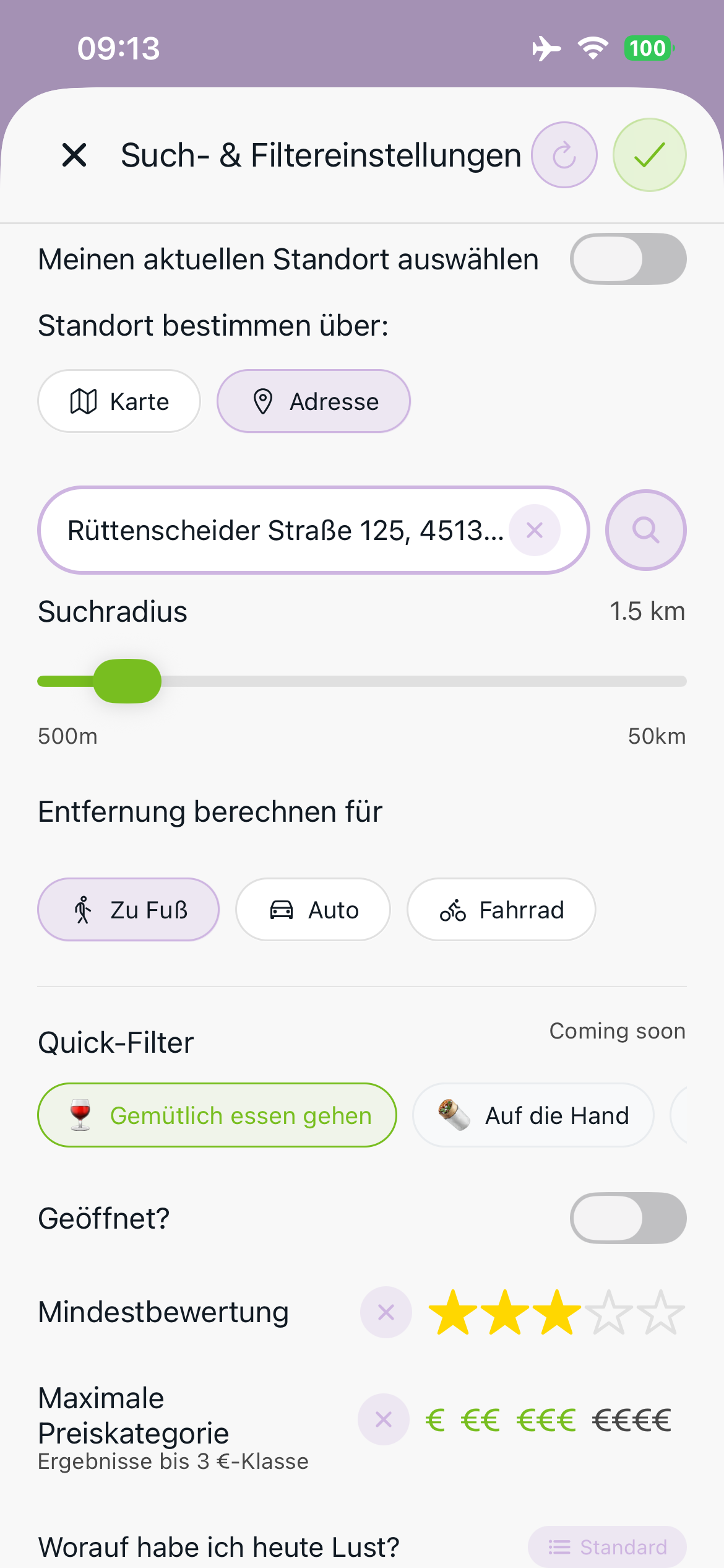 wrappr Filter-Übersicht