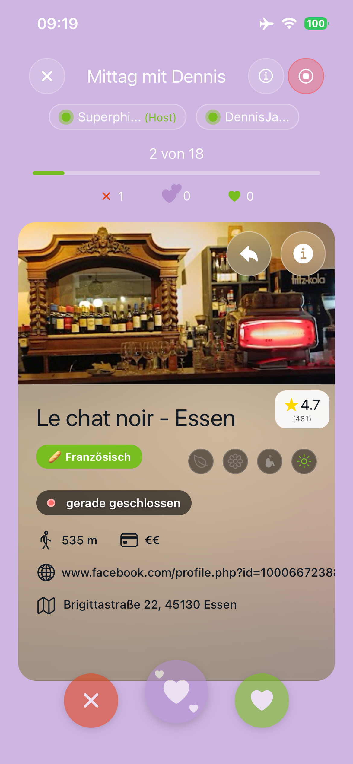 wrappr Gruppen-Swipe Ansicht